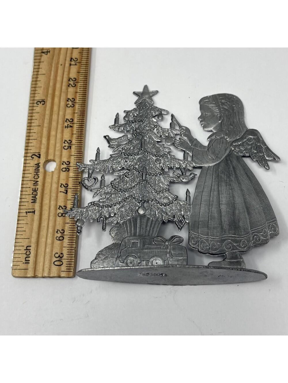 W. Schweizer Pewter Angel Decorating Christmas Tree Figurine 1992 Holiday Decor